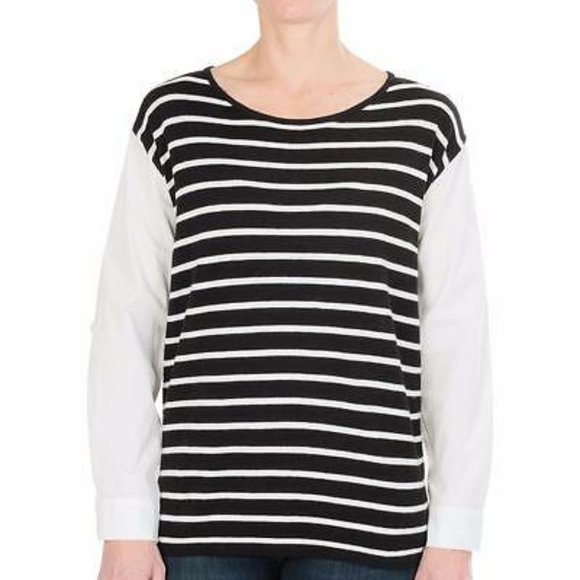 August Silk Women's Hi-Low Top - Black/White - Picture 1 of 7